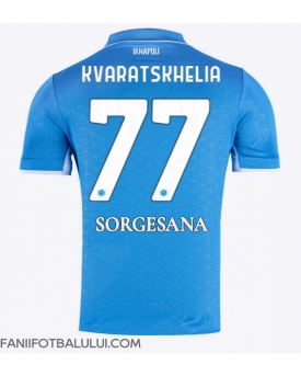 SSC Napoli Khvicha Kvaratskhelia #77 Tricou Fotbal Replică 2024-25 Barbati Acasa